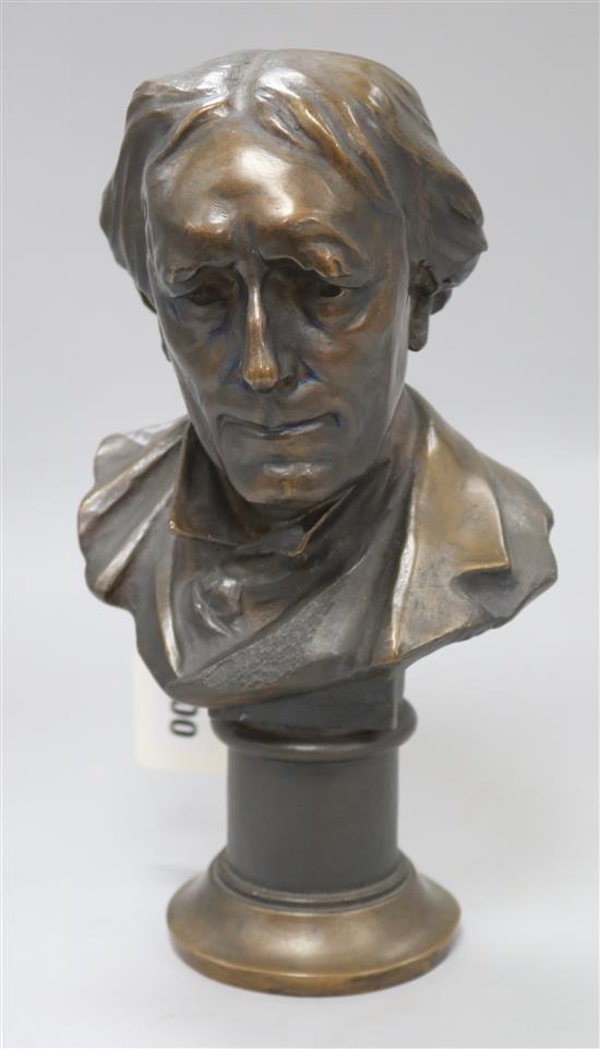 A bronze bust, Herbert Hampton, dated 1903
